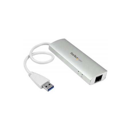 StarTech.com 3-Port USB 3.0 Hub with Gigabit Ethernet - Up to 5Gbps - Portable USB Port Expander with Built-in Cable (ST3300G3UA) - Hub - 3 x SuperSpeed USB 3.0 + 1 x 10 / 100 / 1000 - 3