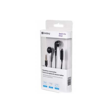 Sandberg Speak'n Go Earset - Earphones with mic - ear-bud - wired - 3.5 mm jack - black - 2
