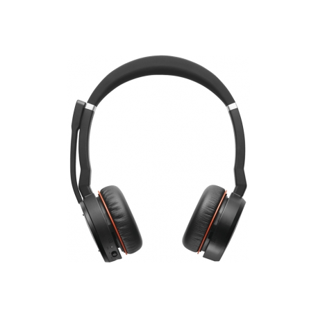 Jabra Evolve 75 MS Stereo - Headset - on-ear - Bluetooth - wireless - active noise cancelling - USB - Certified for Skype for Business - 1