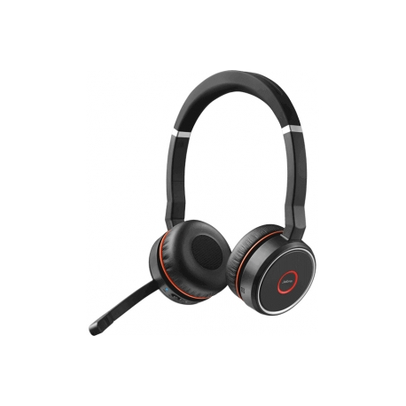 Jabra Evolve 75 MS Stereo - Headset - on-ear - Bluetooth - wireless - active noise cancelling - USB - Certified for Skype for Business - 2