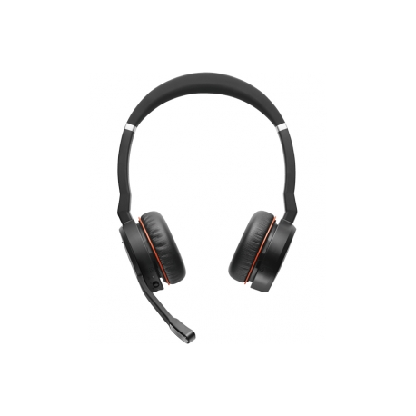 Jabra Evolve 75 MS Stereo - Headset - on-ear - Bluetooth - wireless - active noise cancelling - USB - Certified for Skype for Business - 3