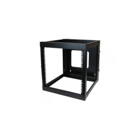 StarTech.com 12U Hinged Open Frame Wall Mount Server Rack - 4 Post 22 in. Depth Network Equipment Rack Cabinet - 140 lbs capacity (RK1219WALLOH) - Rack - wall mountable - black - 12U - 22" - 0
