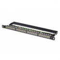 DIGITUS DN-91624S-SL-SH - Patch panel - CAT 6 - STP - RJ-45 X 24 - black, RAL 9005 - 0.5U - 19"
