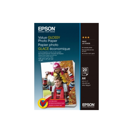 Epson Value - Glossy - A4 (210 x 297 mm) - 183 g / m² - 20 sheet(s) photo paper - for Expression Home XP-255, 257, 352, 355, 452, 455; Expression Home HD XP-15000 - 0
