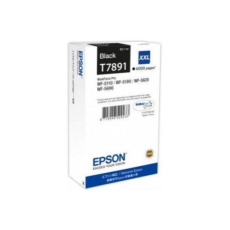 Epson T7891 - 65.1 ml - XXL size - black - original - print cartridge - for WorkForce Pro WF-5110DW, WF-5190DW, WF-5190DW BAM, WF-5620DWF, WF-5690DWF, WF-5690DWF BAM - 0