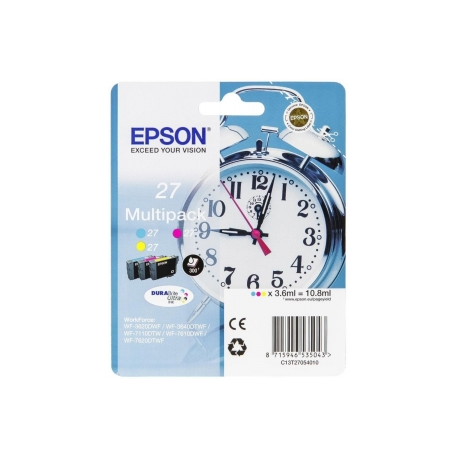 Epson 27 Multi-Pack - 3-pack - 10.8 ml - yellow, cyan, magenta - original - ink cartridge - for WorkForce WF-3620, WF-3640, WF-7110, WF-7210, WF-7610, WF-7620, WF-7710, WF-7715, WF-7720 - 1