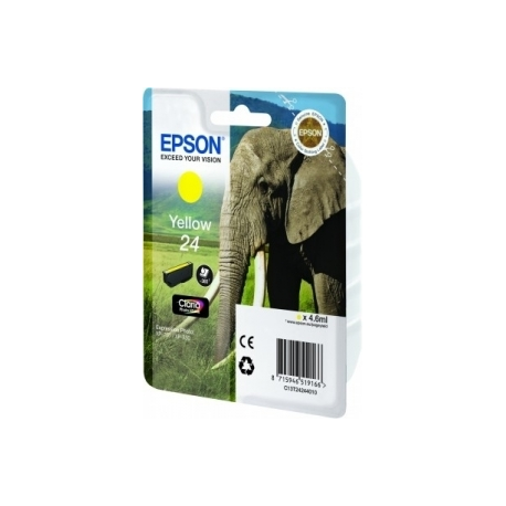 Epson 24 - 4.6 ml - yellow - original - ink cartridge - for Expression Photo XP-55, 750, 760, 850, 860, 950, 960, 970; Expression Premium XP-750, 850 - 0