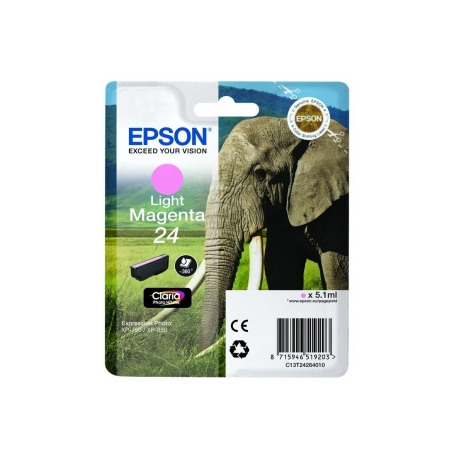 Epson 24 - 5.1 ml - light magenta - original - ink cartridge - for Expression Photo XP-55, 750, 760, 850, 860, 950, 960, 970; Expression Premium XP-750, 850 - 0