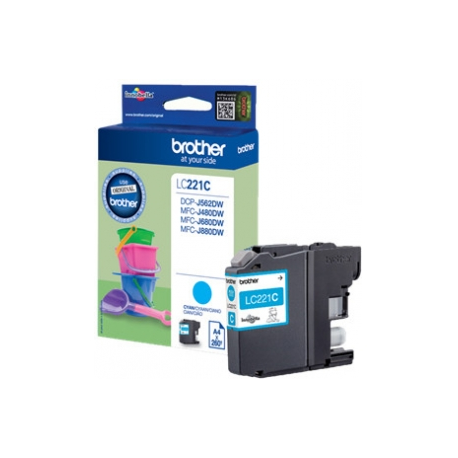 Brother LC221C - Cyan - original - ink cartridge - for Brother DCP-J562DW, MFC-J480DW, MFC-J680DW, MFC-J880DW - 0
