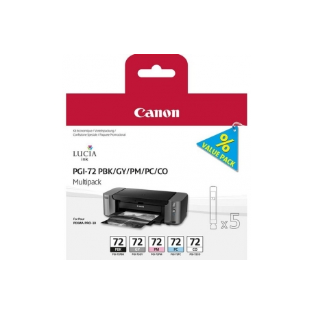 Canon PGI-72 PBK / GY / PM / PC / CO Multipack - 5-pack - grey, photo black, photo cyan, photo magenta, chroma optimiser - original - ink tank - for PIXMA PRO-10, PRO-10S; PIXUS PRO-10 - 2