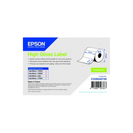Epson - High-glossy - permanent acrylic adhesive - 76 x 51 mm 2310 label(s) (1 roll(s) die cut labels - for ColorWorks C7500, C7500G, CW-C6000Ae, CW-C6000Pe, TM-C7500G - 0