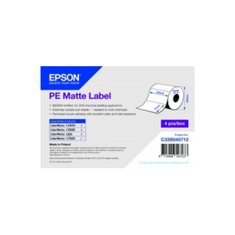 Epson PE - Matte - permanent acrylic adhesive - 102 x 51 mm 9240 label(s) (4 roll(s) x 2310) die cut labels - for ColorWorks C7500, C7500G, CW-C6000Ae, CW-C6000Pe, TM-C7500 - 0