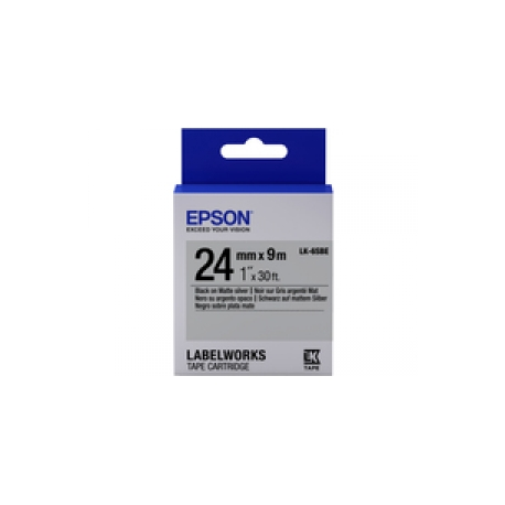 Epson LabelWorks LK-6SBE - Black on matte silver - Roll (2.4 cm x 9 m) 1 cassette(s) label tape - for LabelWorks LW-1000, LW-600, LW-700, LW-900, LW-Z5000, LW-Z5010, LW-Z700, LW-Z710, LW-Z900 - 1