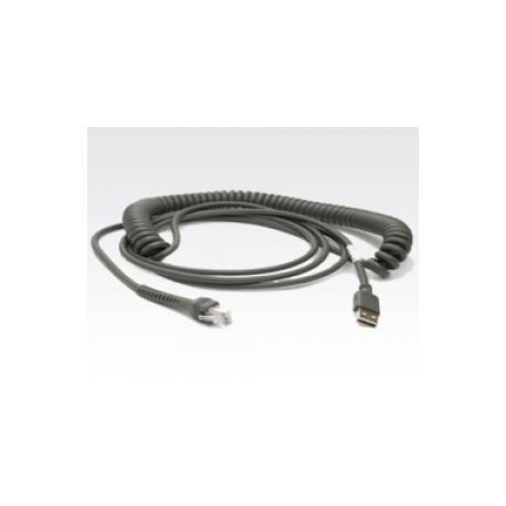 Zebra - USB cable - USB (M) to USB (M) - 4.6 m - coiled - for Symbol LS2208, LS3408-ER; Zebra VC80X - 0
