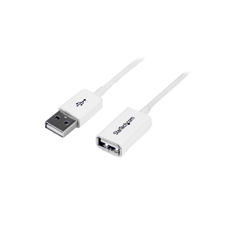 StarTech.com 2m White USB 2.0 Extension Cable Cord - A to A - USB Male to Female Cable - 1x USB A (M), 1x USB A (F) - White, 2 meter (USBEXTPAA2MW) - USB extension cable - USB (F) to USB (M) - USB 2.0 - 2 m - molded - white - for P / N: MSDREADU2OTG, USBEXTPAA1MW, USBEXTPAA3MW, USBPAUB1MW, USBPAUB2MW, USBPAUB50CMW - 3