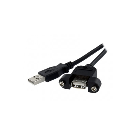 StarTech.com 2 ft Panel Mount USB Cable A to A F / M - Panel Mount USB Extension USB A-Female to A-Male Adapter Cable 2ft - USB-A (F) Port (USBPNLAFAM2) - USB extension cable - USB (F) to USB (M) - 60 cm - molded, thumbscrews - black - for P / N: UUSBOTG - 0