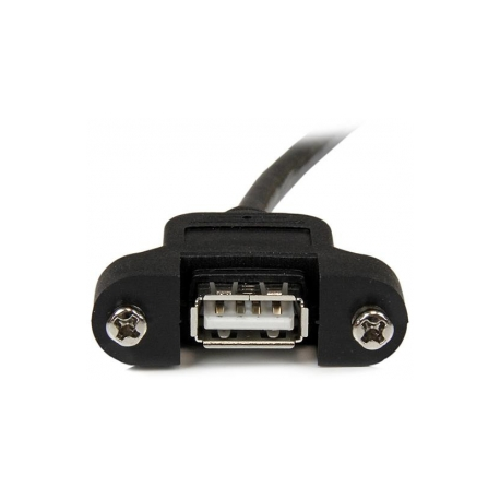 StarTech.com 2 ft Panel Mount USB Cable A to A F / M - Panel Mount USB Extension USB A-Female to A-Male Adapter Cable 2ft - USB-A (F) Port (USBPNLAFAM2) - USB extension cable - USB (F) to USB (M) - 60 cm - molded, thumbscrews - black - for P / N: UUSBOTG - 2