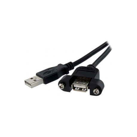 StarTech.com 2 ft Panel Mount USB Cable A to A F / M - Panel Mount USB Extension USB A-Female to A-Male Adapter Cable 2ft - USB-A (F) Port (USBPNLAFAM2) - USB extension cable - USB (F) to USB (M) - 60 cm - molded, thumbscrews - black - for P / N: UUSBOTG - 4