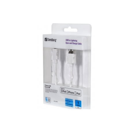 Sandberg - Charging  /  data cable - USB male to Lightning female - 1 m - white - for Apple iPad / iPhone / iPod (Lightning) - 1