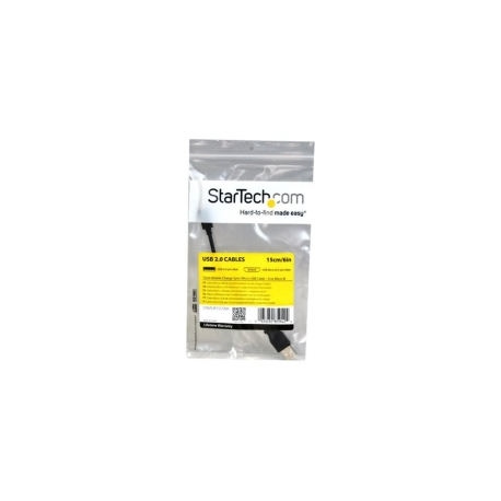StarTech.com 15cm 6in Mobile Charge Sync USB to Slim Micro USB Cable for Phones & Tablets A to Micro B - M / M - Thin Micro USB Charge Cable (USBAUB15CMBK) - USB cable - Micro-USB Type B (M) to USB (M) - USB 2.0 - 15 cm - black - for P / N: CMDPHD2HD, DPMDPHD2HD, ST4CU424, ST4CU424EU, ST4CU424UK, ST8CU824, USBAUBSCHM - 1