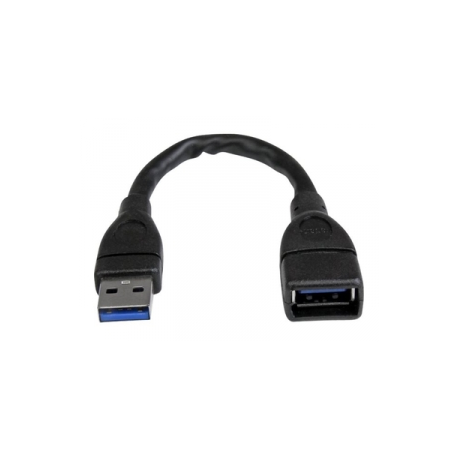 StarTech.com 6in Short USB 3.0 Extension Adapter Cable (USB-A Male to USB-A Female) - USB 3.1 Gen 1 (5Gbps) Port Saver Cable - Black (USB3EXT6INBK) - USB extension cable - USB Type A (F) to USB Type A (M) - USB 3.0 - 15.2 cm - molded - black - for P / N: 35FCREADBU3, HB30A4AIB, HB30C4AIB, HB31C4AB, SU2DUPERA11, USB3SAA3MBK - 0