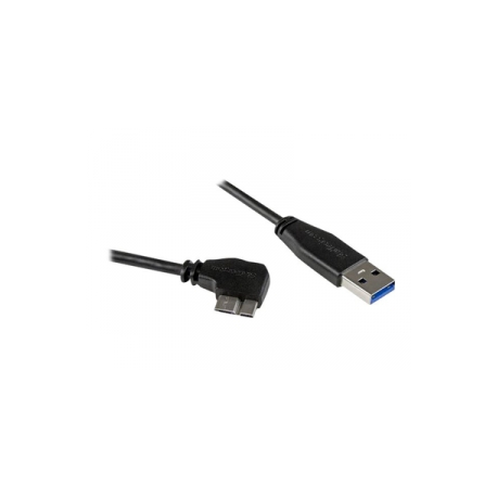 StarTech.com 1m 3 ft Slim Micro USB 3.0 Cable M / M - Right-Angle Micro-USB - USB 3.0 A to Micro B - Angled Micro USB - USB 3.1 Gen 1 5Gbps (USB3AU1MRS) - USB cable - Micro-USB Type B (M) to USB Type A (M) - USB 3.0 - 1 m - right-angled connector - black - for P / N: HB30A4AIB, HB30AM4AB, HB30C4AIB, HB31C2A2CME, HB31C3A1CME, HB31C4AB - 0