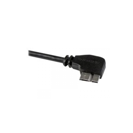 StarTech.com 1m 3 ft Slim Micro USB 3.0 Cable M / M - Right-Angle Micro-USB - USB 3.0 A to Micro B - Angled Micro USB - USB 3.1 Gen 1 5Gbps (USB3AU1MRS) - USB cable - Micro-USB Type B (M) to USB Type A (M) - USB 3.0 - 1 m - right-angled connector - black - for P / N: HB30A4AIB, HB30AM4AB, HB30C4AIB, HB31C2A2CME, HB31C3A1CME, HB31C4AB - 3
