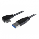 StarTech.com 0.5m 20in Slim Micro USB 3.0 Cable M / M - Left-Angle Micro-USB - USB 3.0 A to Micro B - Angled Micro USB - USB 3.1 Gen 1 5Gbps (USB3AU50CMLS) - USB cable - Micro-USB Type B (M) to USB Type A (M) - USB 3.0 - 50 cm - left-angled connector, molded - black