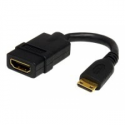 StarTech.com 5in Mini HDMI to HDMI Adapter, 4K High Speed HDMI Adapter, 4K 30Hz Ultra HD High Speed HDMI Adapter, HDMI 1.4, Gold Plated Connectors, UHD Mini HDMI Adapter 4K, Black - Mini HDMI to HDMI Converter - HDMI adapter - HDMI female to mini HDMI male - 1.3 cm - shielded - black - for P / N: HDMM30CM