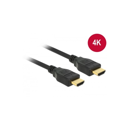 Delock - HDMI cable with Ethernet - HDMI male to HDMI male - 2 m - triple shielded twisted pair - black - 4K support - 0