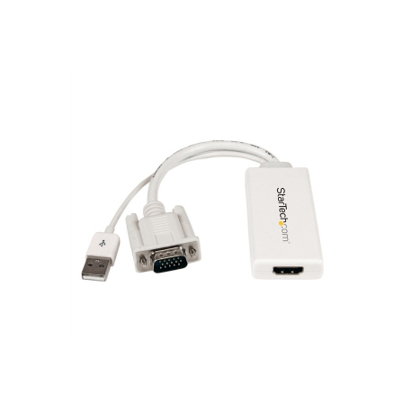 StarTech.com VGA to HDMI Adapter with USB Audio & Power - Portable VGA to HDMI Converter - 1080p - Adapter cable - HD-15 (VGA), USB Type B male to HDMI female - 26 cm - black - USB power, 1080p support, active - 4