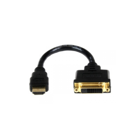 StarTech.com HDMI Male to DVI Female Adapter - 8in - 1080p DVI-D Gender Changer Cable (HDDVIMF8IN) - Adapter - HDMI male to DVI-D female - 20.32 cm - shielded - black - for P / N: BNDDKT30CAHV, CDP2DVIMM2MB, DKT30CSDHPD, DKT30CSDHPD3, DP2DVI2MM3, DP2DVIMM6X10 - 0