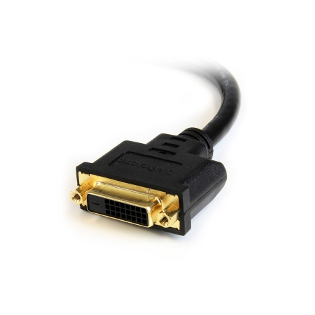 StarTech.com HDMI Male to DVI Female Adapter - 8in - 1080p DVI-D Gender Changer Cable (HDDVIMF8IN) - Adapter - HDMI male to DVI-D female - 20.32 cm - shielded - black - for P / N: BNDDKT30CAHV, CDP2DVIMM2MB, DKT30CSDHPD, DKT30CSDHPD3, DP2DVI2MM3, DP2DVIMM6X10 - 2
