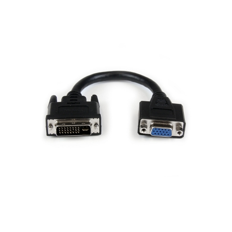 StarTech.com 8in DVI to VGA Cable Adapter - DVI-I Male to VGA Female Dongle Adapter (DVIVGAMF8IN) - VGA adapter - DVI-I (M) to HD-15 (VGA) (F) - 20 cm - thumbscrews - black - 3