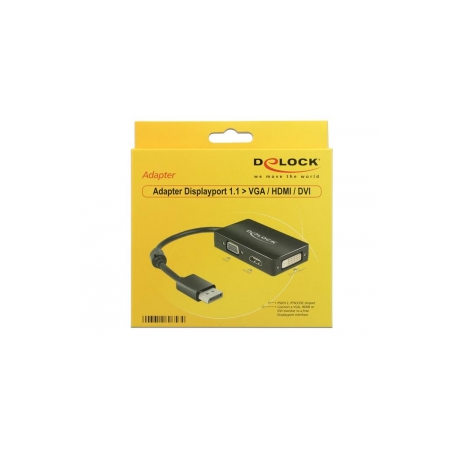 DeLOCK - Video converter - DisplayPort - DVI, HDMI, VGA - black - 1