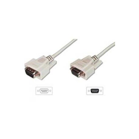 ASSMANN - Serial extension cable - DB-9 (F) to DB-9 (M) - 3 m - molded, thumbscrews - beige - 0