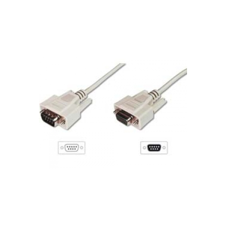 ASSMANN - Serial extension cable - DB-9 (F) to DB-9 (M) - 5 m - molded, thumbscrews - beige - 0