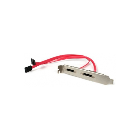 StarTech.com 2 Port SATA to eSATA Slot Plate BRacket - eSATA slot bRacket - SATA to eSATA plate - SATA to eSATA bRacket (ESATAPLATE2) - SATA internal to external panel - Serial ATA 150 / 300 / 600 - SATA (F) to eSATA (M) - 30 cm - red - for P / N: S251SMU33EP, S351BMU33ET, S351BMU33ETG, SDOCKU313E, SDOCKU33EF - 1