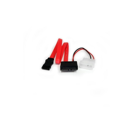 StarTech.com 20in Slimline SATA to SATA with LP4 Power Cable Adapter - slim SATA Adapter - slimline Adapter - slim SATA to SATA (SLSATAF20) - SATA cable - Serial ATA 150 / 300 / 600 - Slimline SATA (F) to SATA, 4 pin internal power (12V) - 50.8 cm - red - 1