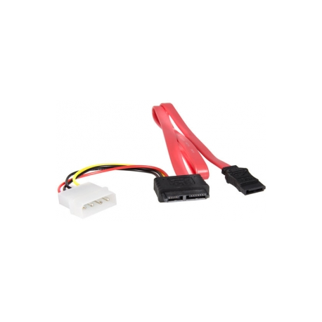 StarTech.com 20in Slimline SATA to SATA with LP4 Power Cable Adapter - slim SATA Adapter - slimline Adapter - slim SATA to SATA (SLSATAF20) - SATA cable - Serial ATA 150 / 300 / 600 - Slimline SATA (F) to SATA, 4 pin internal power (12V) - 50.8 cm - red - 5