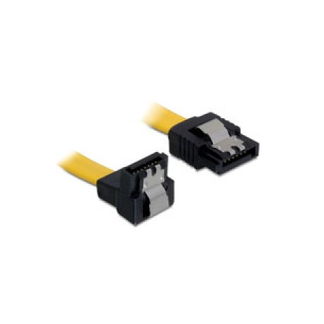 DeLOCK - SATA cable - Serial ATA 150 / 300 - SATA (F) to SATA (F) - 30 cm - down-angled connector, latched, straight connector - yellow - 0