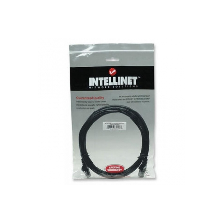Intellinet Network Patch Cable, Cat6, 2m, Black, CCA, U / UTP, PVC, RJ45, Gold Plated Contacts, Snagless, Booted, Lifetime Warranty, Polybag - Patch cable - RJ-45 (M) to RJ-45 (M) - 2 m - UTP - CAT 6 - molded, snagless - black - 0