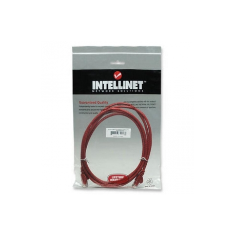 Intellinet Network Patch Cable, Cat6, 1m, Red, CCA, U / UTP, PVC, RJ45, Gold Plated Contacts, Snagless, Booted, Lifetime Warranty, Polybag - Patch cable - RJ-45 (M) to RJ-45 (M) - 1 m - UTP - CAT 6 - molded, snagless - red - 0