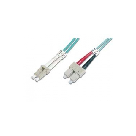 DIGITUS - Patch cable - LC multi-mode (M) to SC multi-mode (M) - 1 m - fibre optic - 50  /  125 micron - OM3 - booted, halogen-free - aqua - 0
