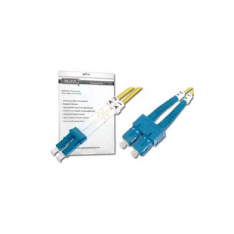 DIGITUS - Patch cable - LC single-mode (M) to SC single-mode (M) - 5 m - fibre optic - 9  /  125 micron - OS2 - booted, halogen-free - yellow - 0