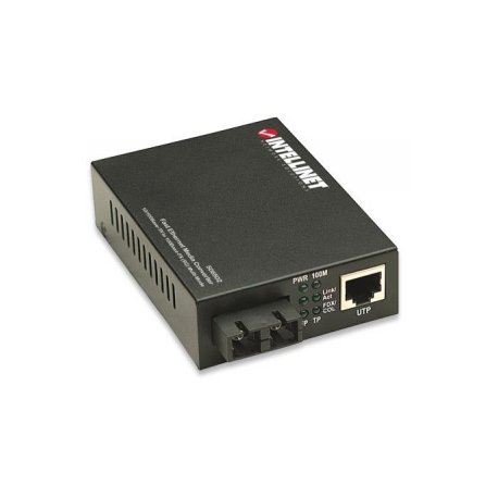 Intellinet Fast Ethernet Media Converter, 10 / 100Base-Tx to 100Base-Fx (SC) Multi-Mode, 2 km (1.24 mi) - Fibre media converter - 100Mb LAN - 10Base-T, 100Base-FX, 100Base-TX - RJ-45  /  SC multi-mode - up to 2 km - 1310 nm - 3