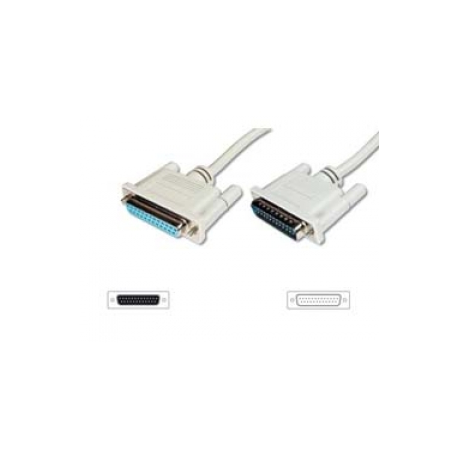 ASSMANN - Serial  /  parallel extension cable - DB-25 (M) to DB-25 (F) - 3 m - molded, thumbscrews - beige - 0