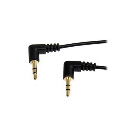 StarTech.com 1 ft. (0.3 m) Right Angle 3.5 mm Audio Cable - 3.5mm Slim Audio Cable - Right Angle - Male / Male - Aux Cable (MU1MMS2RA) - Audio cable - stereo mini jack male to stereo mini jack male - 30 cm - black - right-angled connector - 0