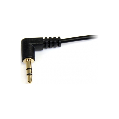 StarTech.com 1 ft. (0.3 m) Right Angle 3.5 mm Audio Cable - 3.5mm Slim Audio Cable - Right Angle - Male / Male - Aux Cable (MU1MMS2RA) - Audio cable - stereo mini jack male to stereo mini jack male - 30 cm - black - right-angled connector - 1