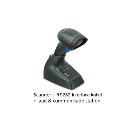 QuickScan Mobile QM2430, 433 MHz, Kit, RS-232, 2D Imager, Black (Kit inc. Imager, Base Station, 90G000008 Cable, 8-0935 Power Su